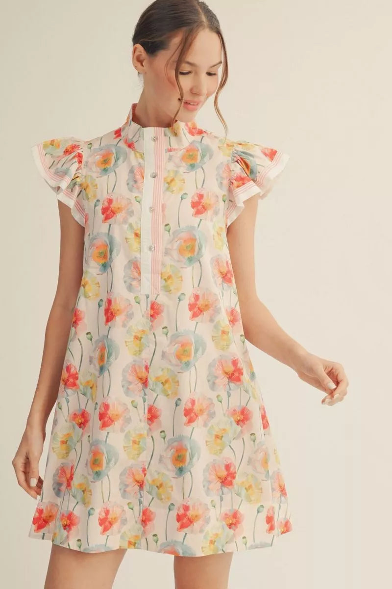 The Watercolor Peony Flutter Dress