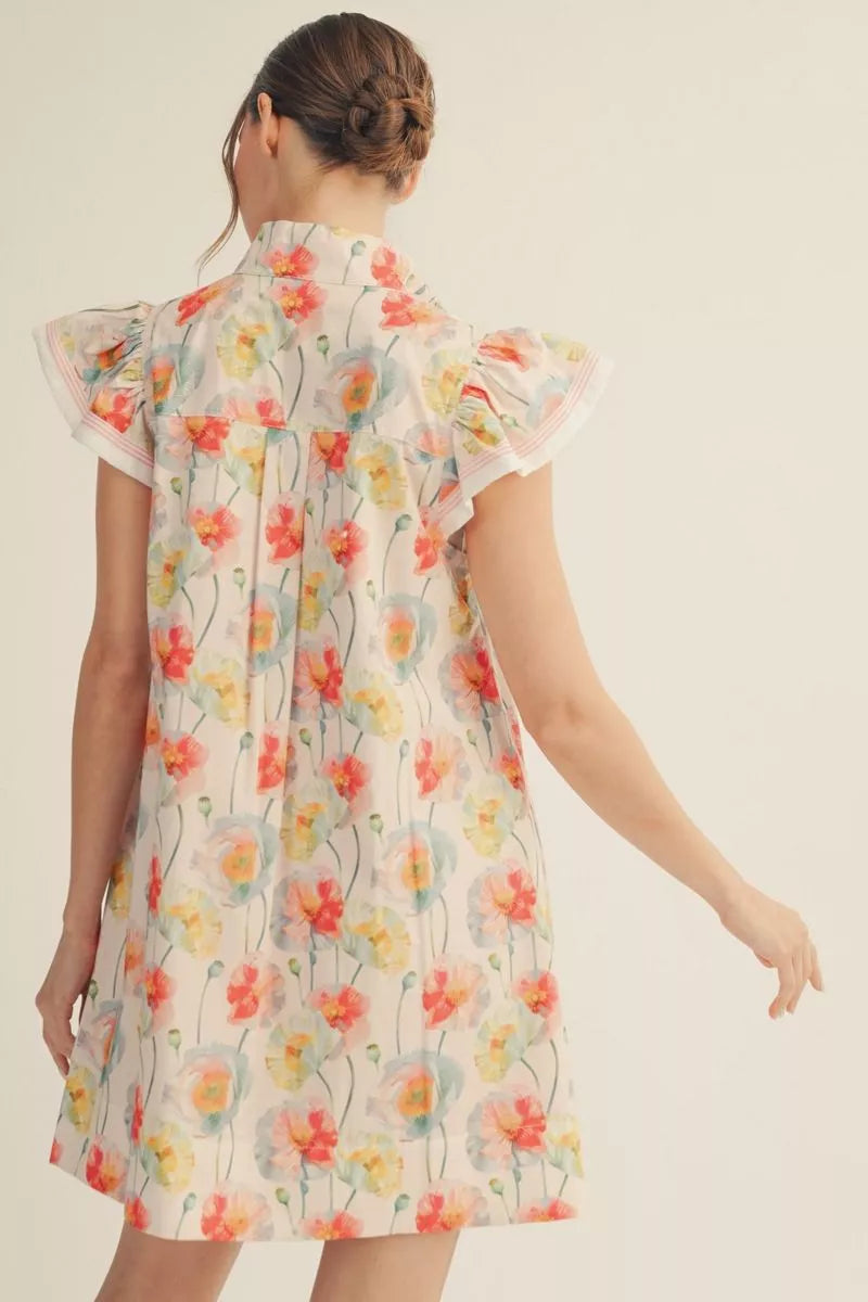 The Watercolor Peony Flutter Dress