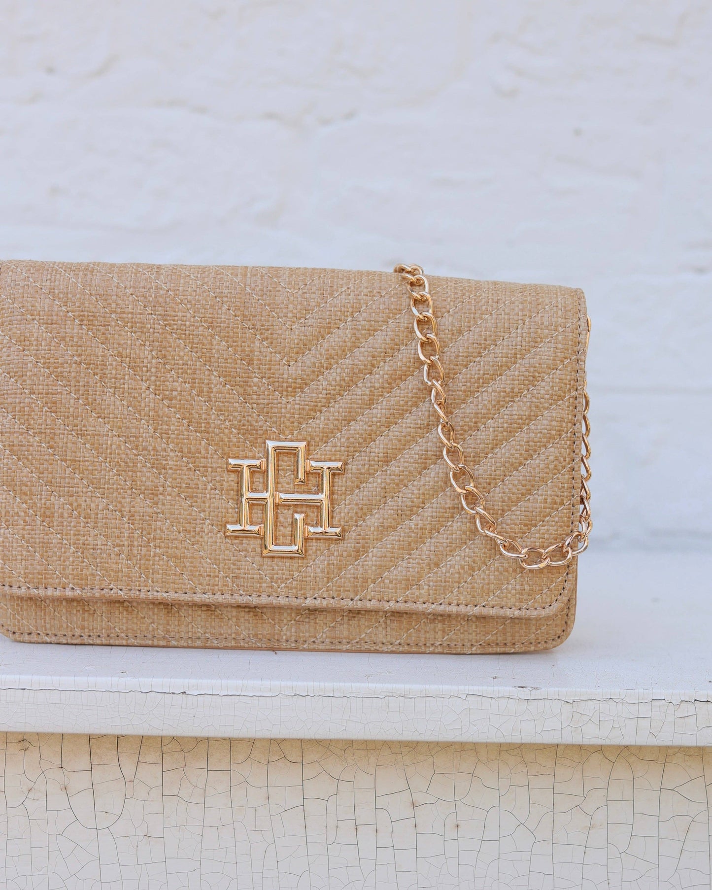 Caroline Hill - Bryn Clutch/Crossbody Natural VQ: Default