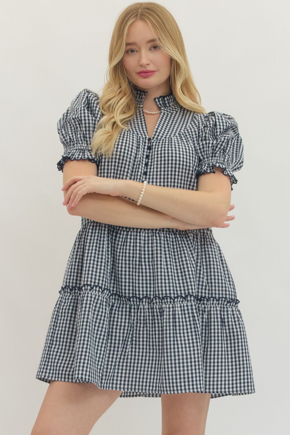The Classic Charm Gingham Ruffle Dress
