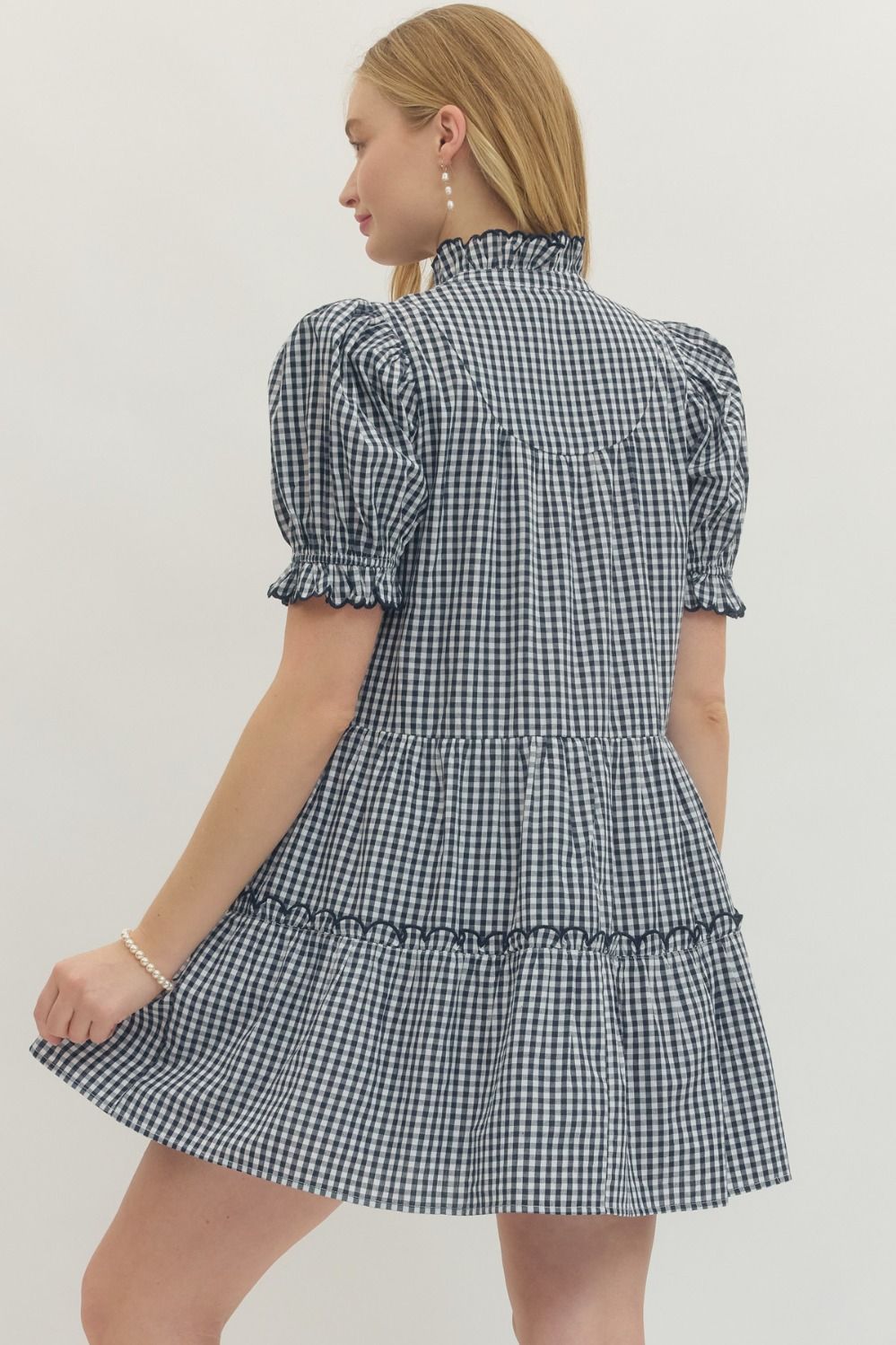 The Classic Charm Gingham Ruffle Dress