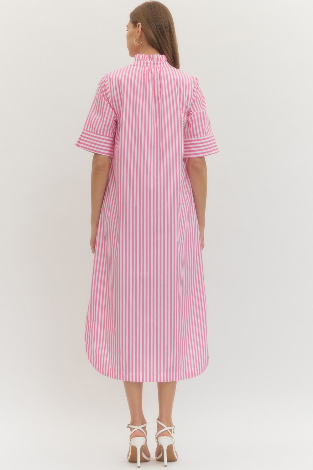 The Classy Stripe Button Midi Dress