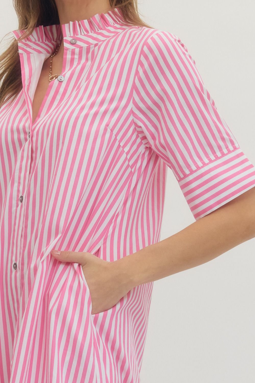 The Classy Stripe Button Midi Dress