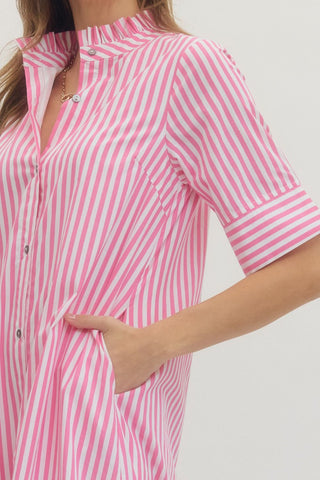 The Classy Stripe Button Midi Dress