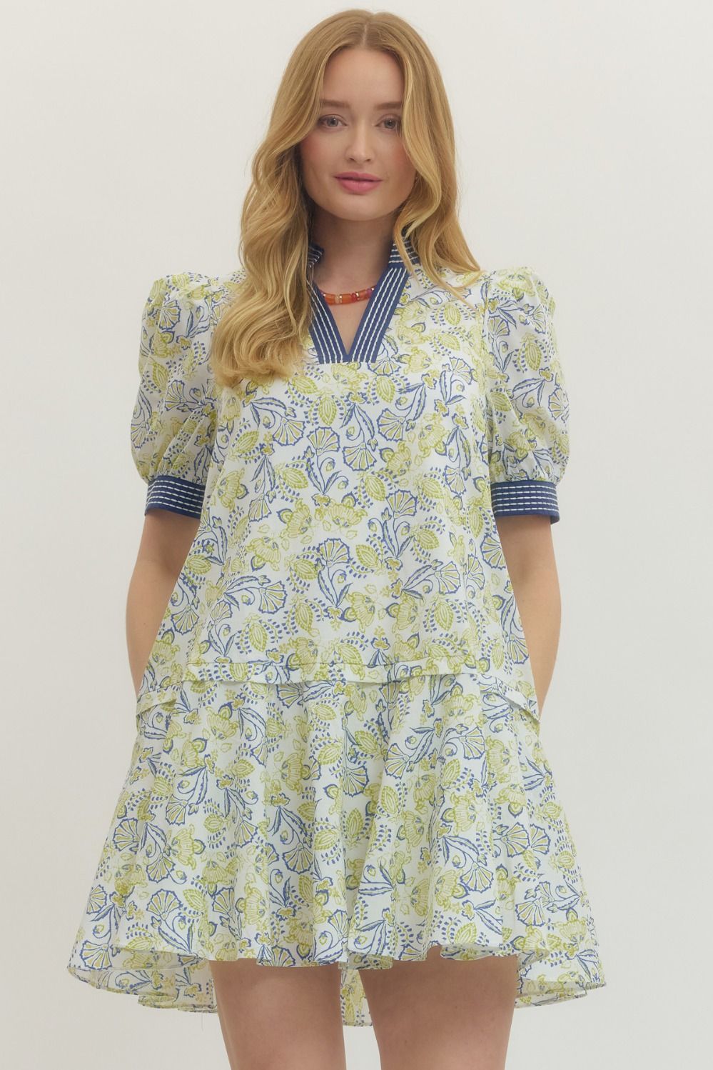 The Lemon Grove Ruffle Sleeve Floral Dress