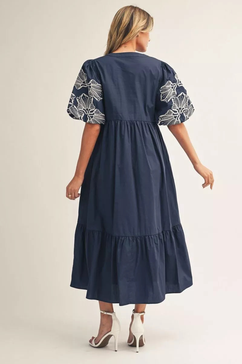 Midnight Bloom Midi Dress