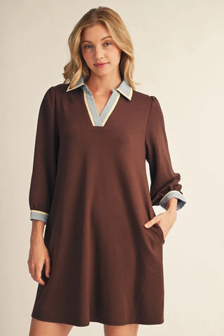 The Cambridge Contrast Dress – Brown