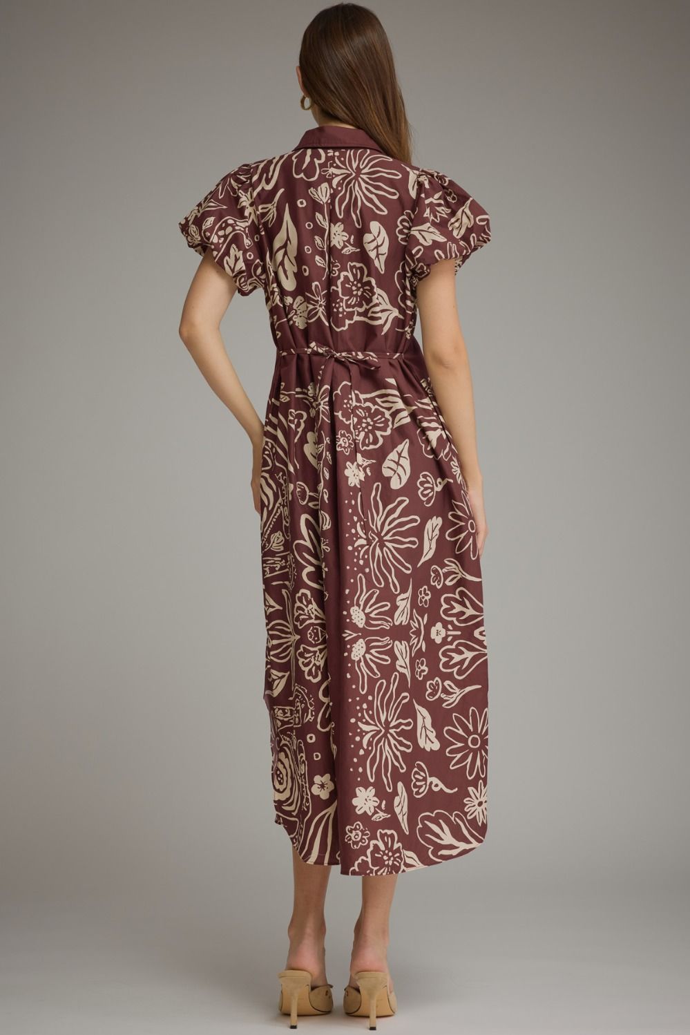 Vintage Garden Midi Dress – Wine