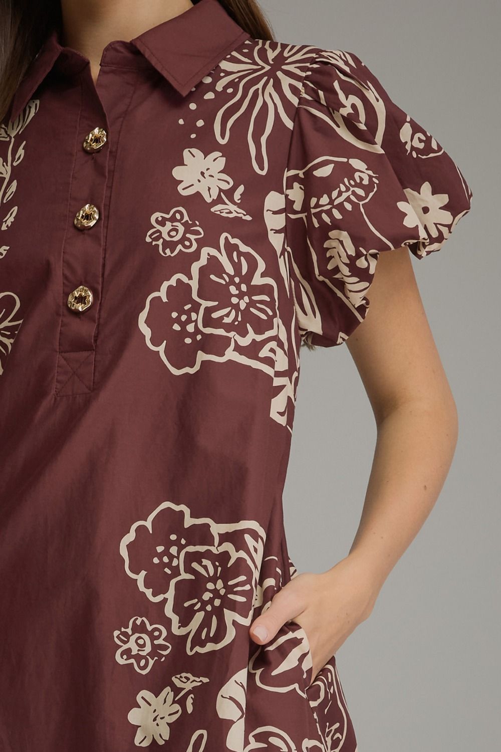 Vintage Garden Midi Dress – Wine