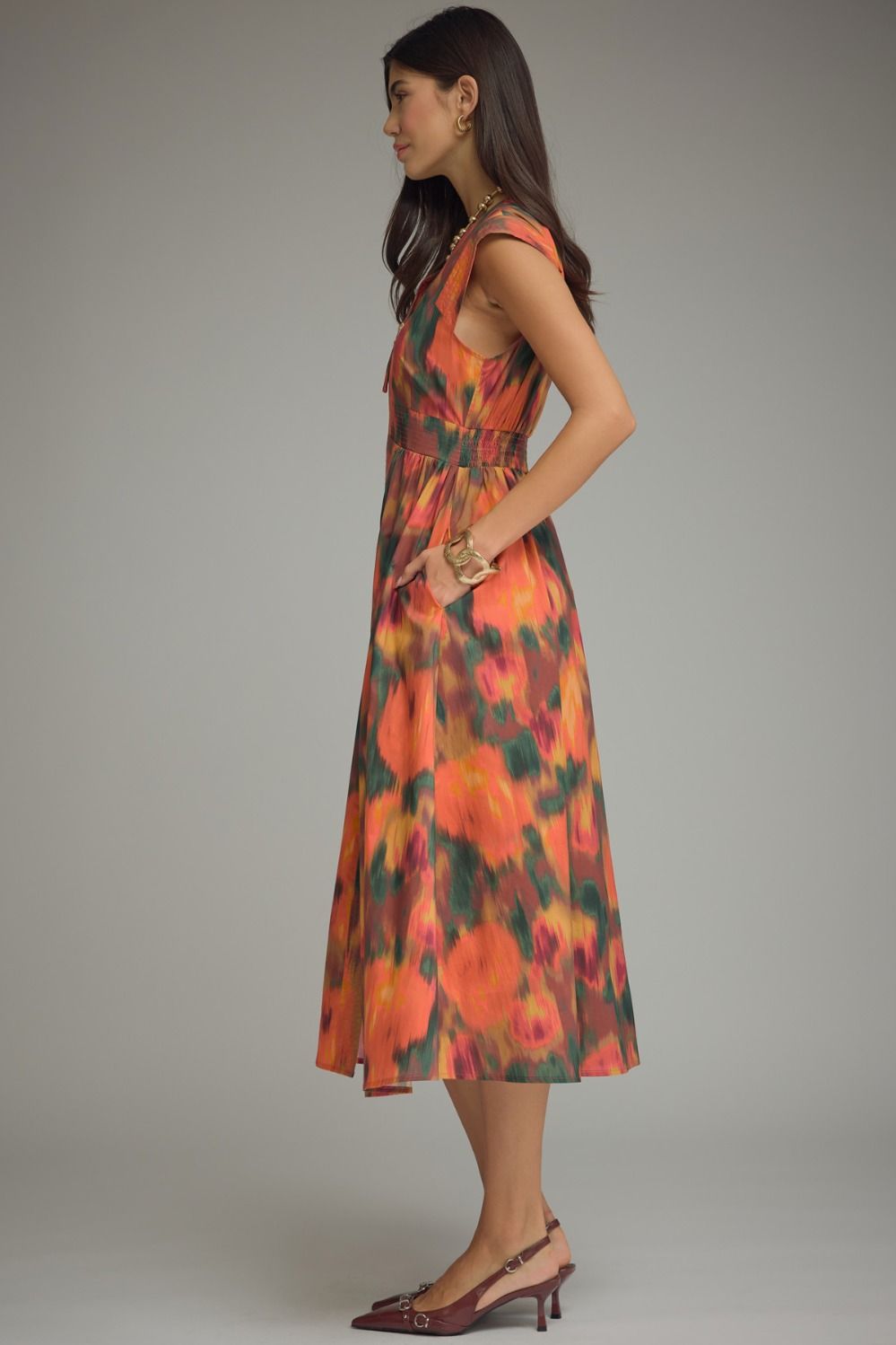 The Painted Autumn Midi Dress – Rust