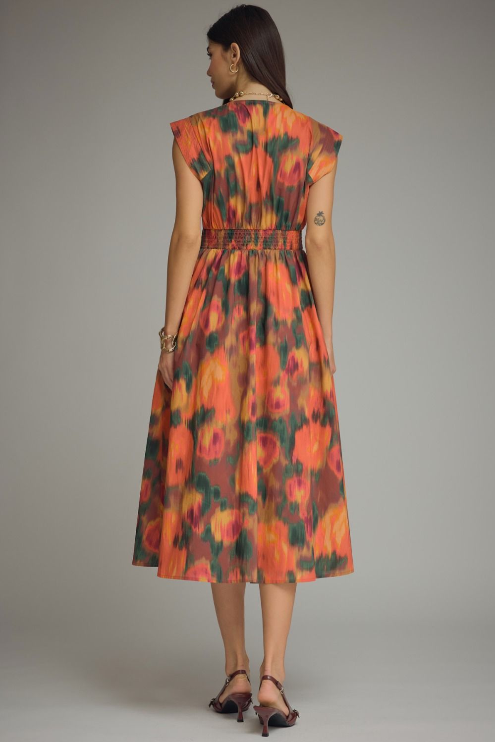 The Painted Autumn Midi Dress – Rust