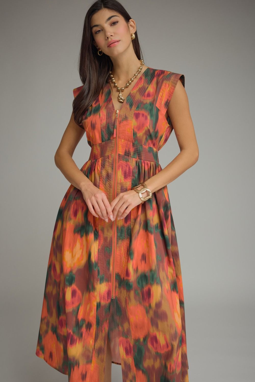 The Painted Autumn Midi Dress – Rust
