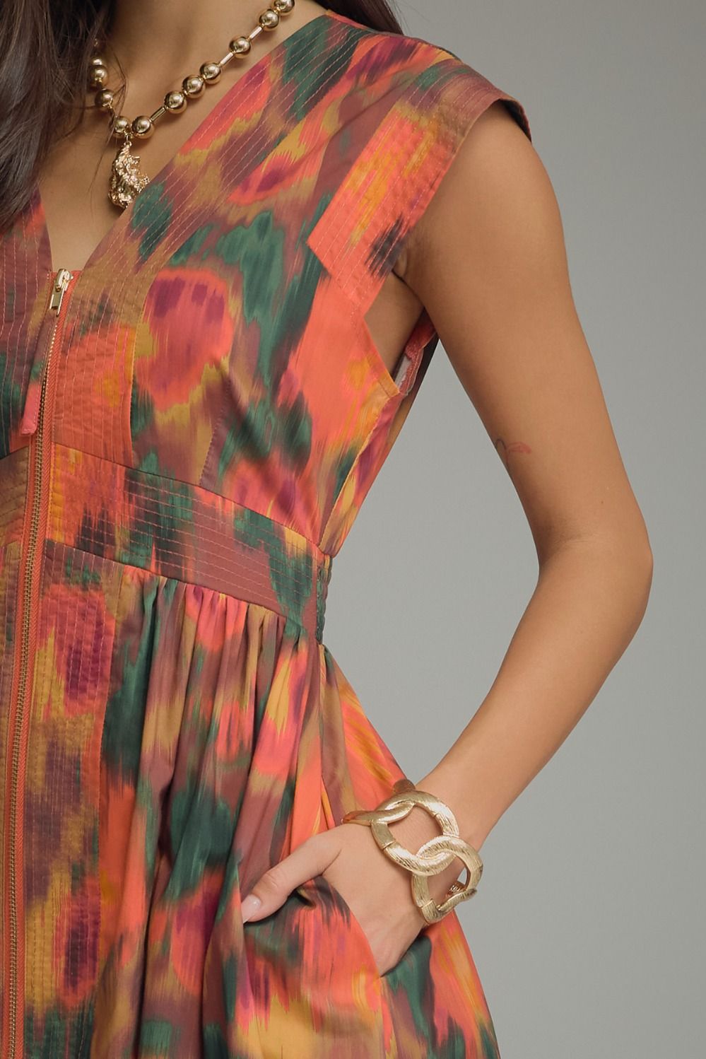 The Painted Autumn Midi Dress – Rust