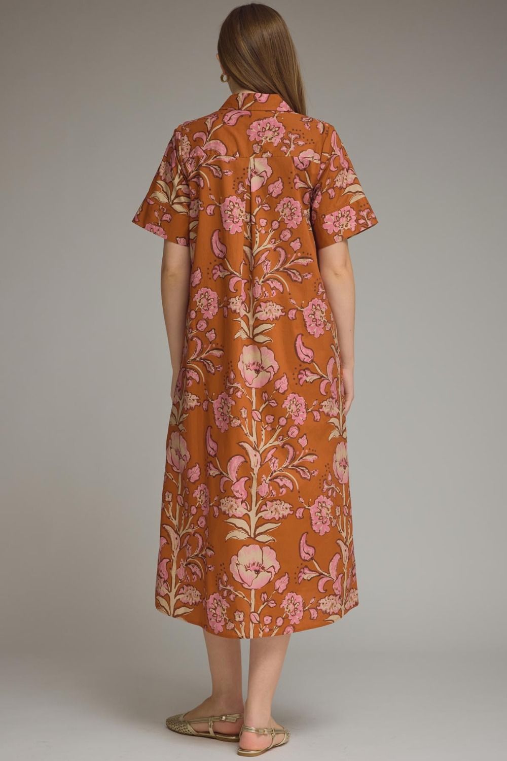 The Painted Garden Midi Dress – Rust