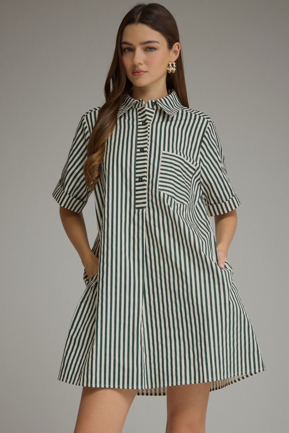 Green With Envy Shirt Dress