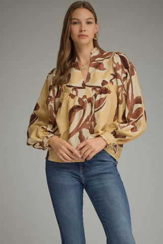 The Rosalie Floral Top - Sand