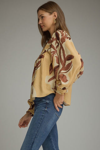 The Rosalie Floral Top - Sand
