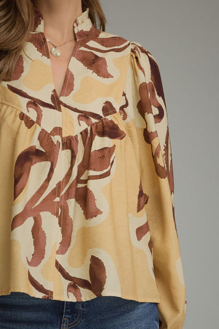 The Rosalie Floral Top - Sand