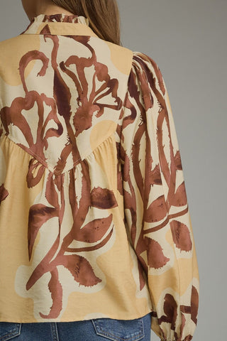 The Rosalie Floral Top - Sand