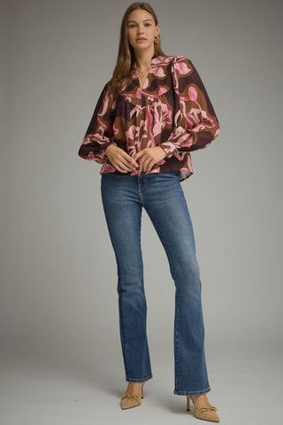 The Rosalie Floral Top – Burgundy
