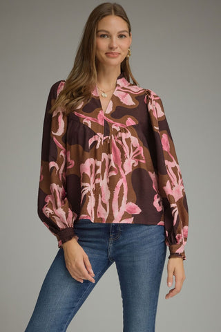The Rosalie Floral Top – Burgundy