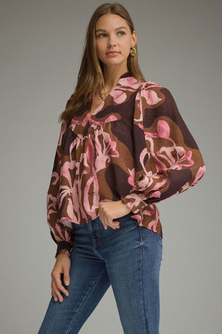 The Rosalie Floral Top – Burgundy