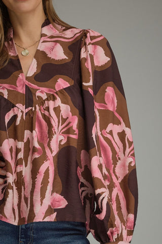 The Rosalie Floral Top – Burgundy