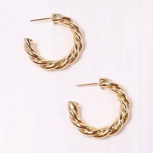 Caroline Hill - Joshamee Twisted Hoop Earring Shiny Gold