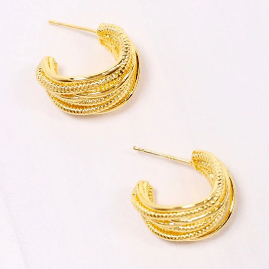 Caroline Hill - Newton Hoop Earrings Gold